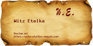 Witz Etelka névjegykártya